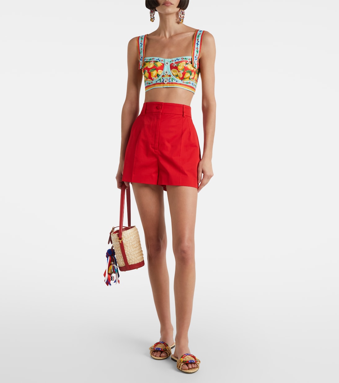 Shorts en mezcla de algodón de tiro alto | Dolce&Gabbana
