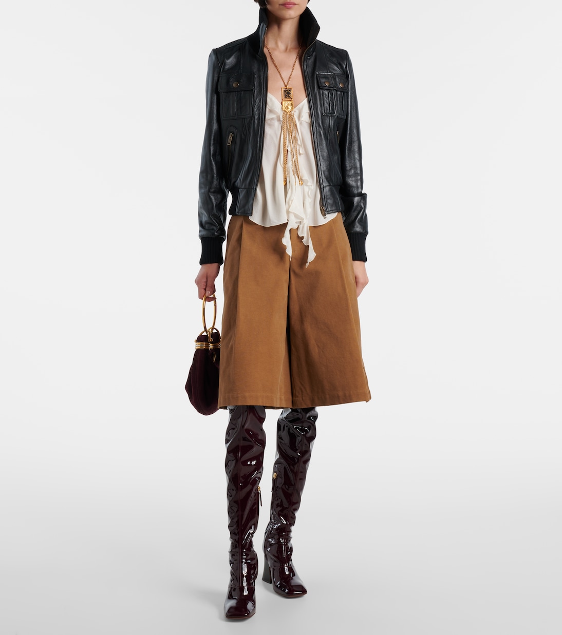 Pleated cotton canvas Bermuda shorts | Chloé