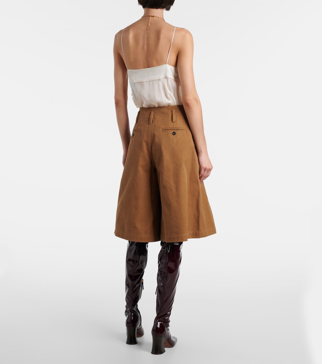 Pleated cotton canvas Bermuda shorts | Chloé