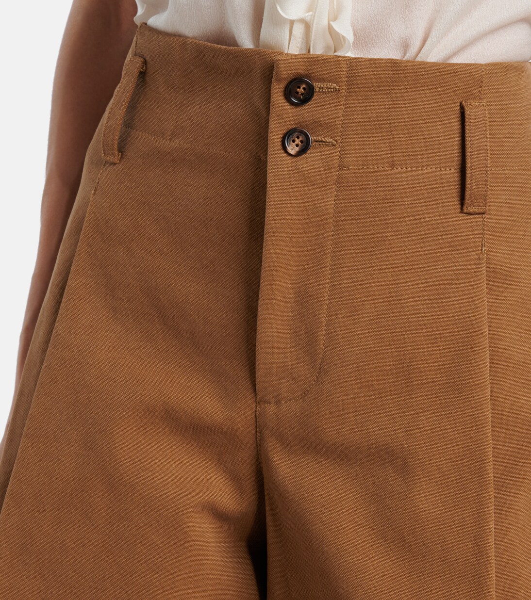 Pleated cotton canvas Bermuda shorts | Chloé