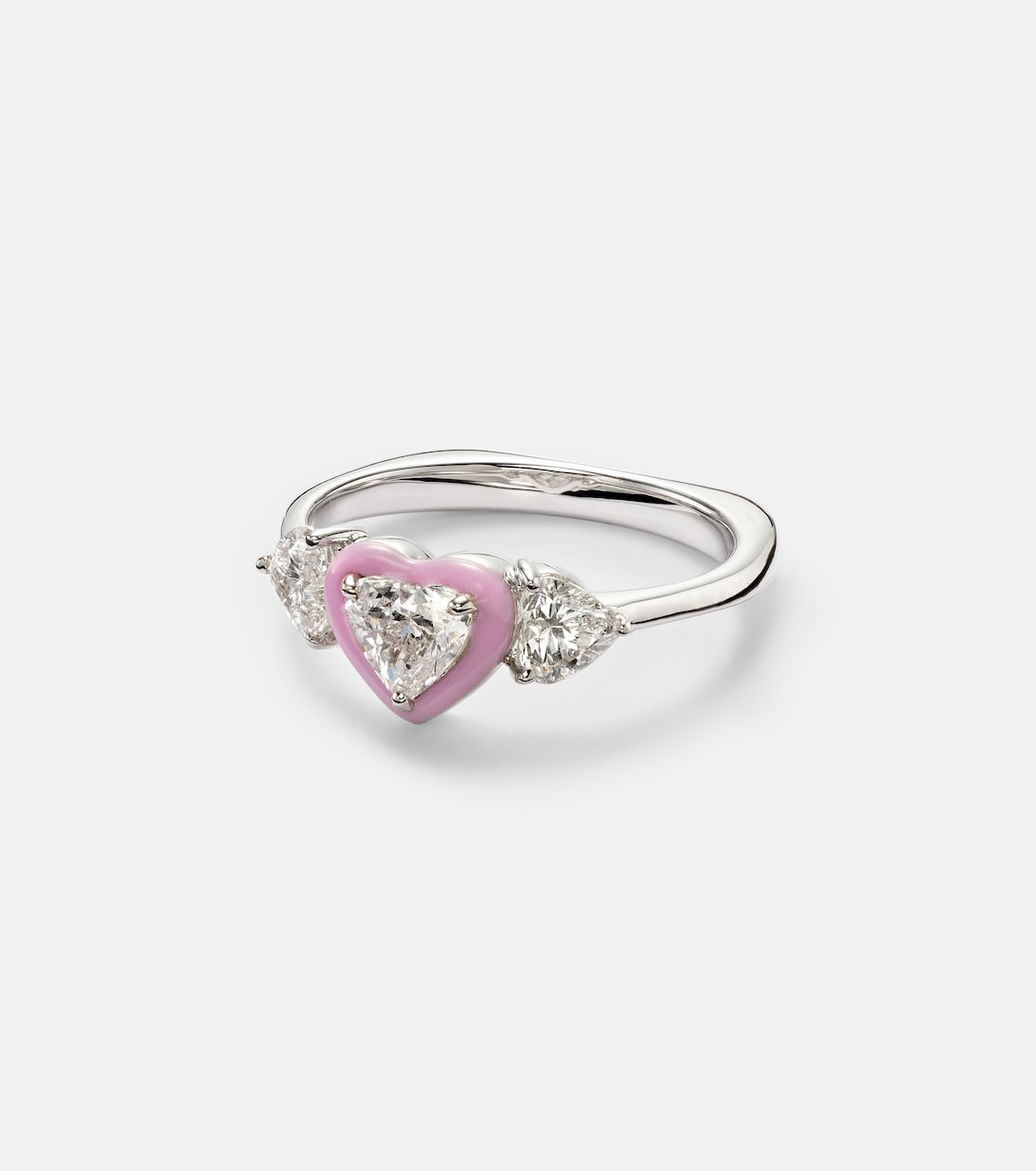 18kt white gold and enamel ring with diamonds  | Kamyen