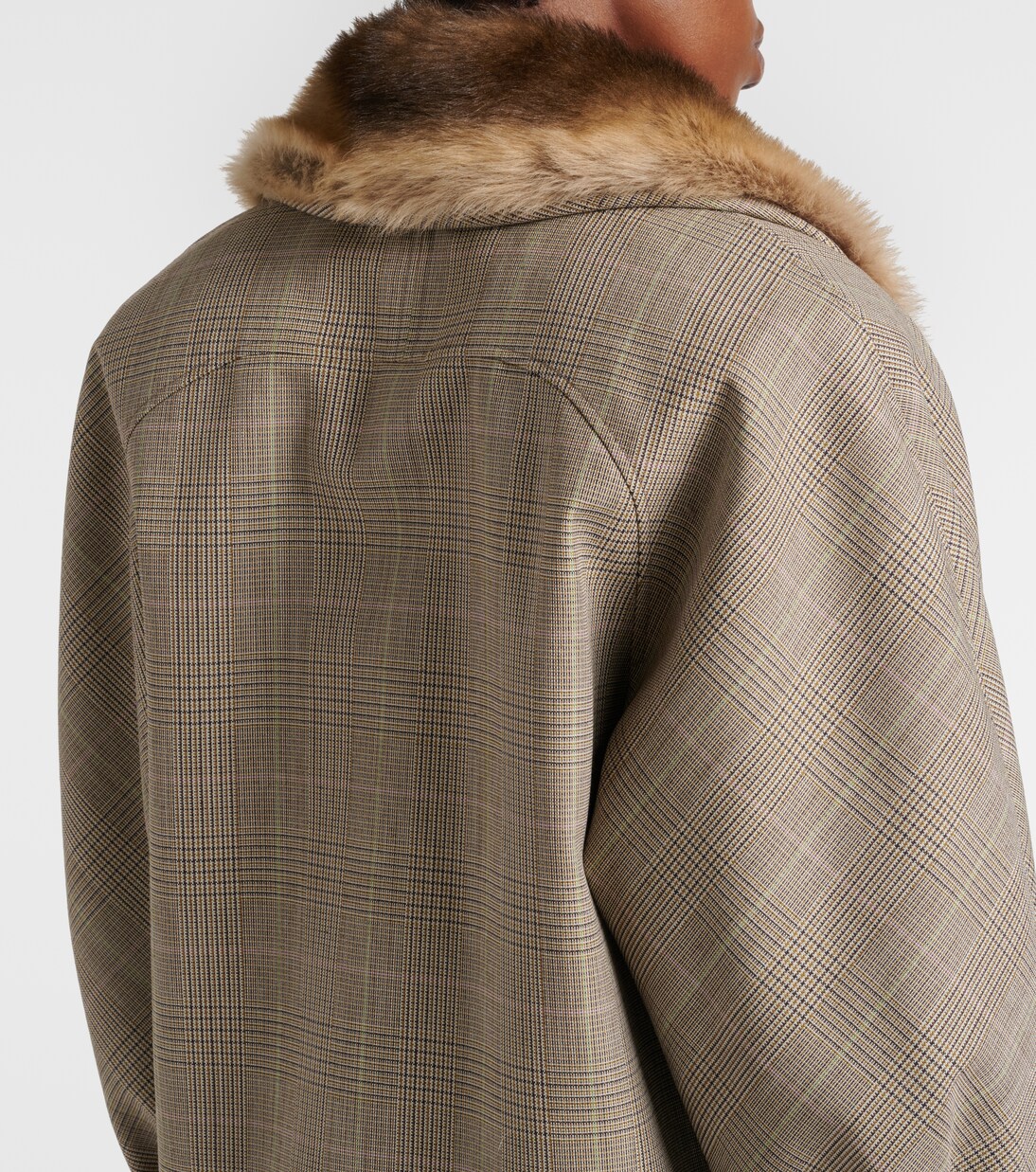 Checked shearling-trimmed wool jacket | Gucci