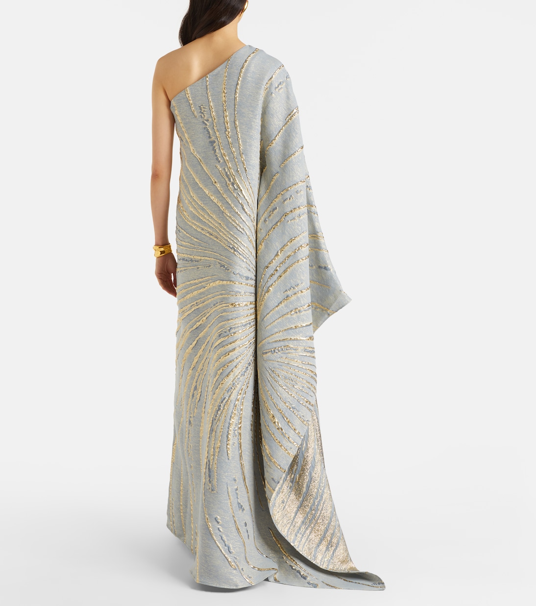Cannes one-shoulder lamé gown | Taller Marmo