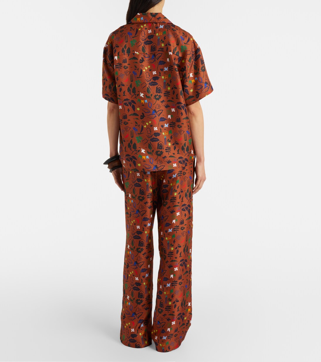 Aurelia printed silk twill wide-leg pants | Asceno