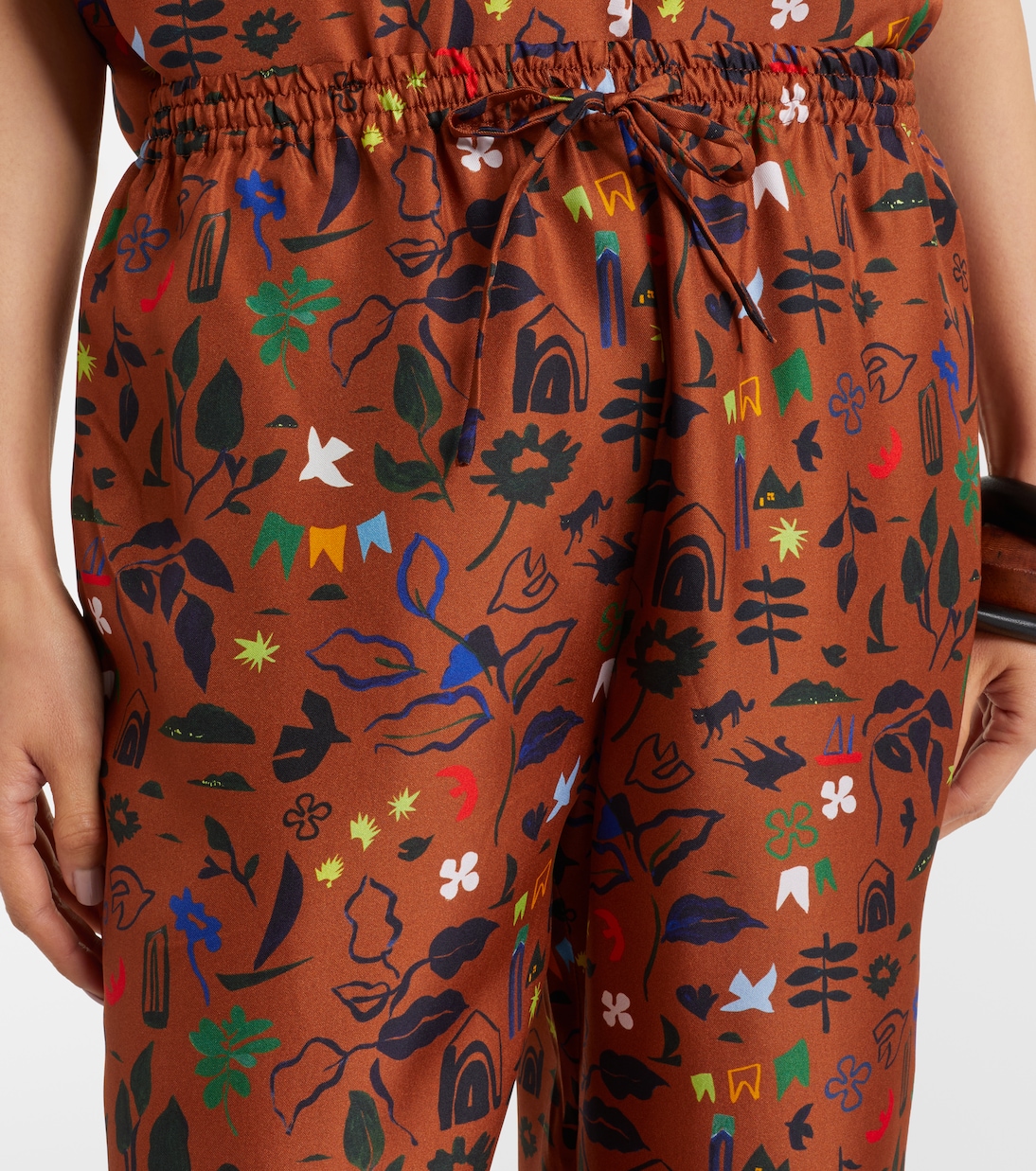 Aurelia printed silk twill wide-leg pants | Asceno