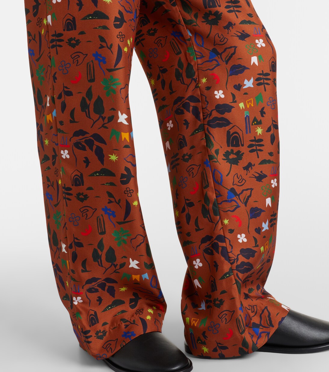 Aurelia printed silk twill wide-leg pants | Asceno