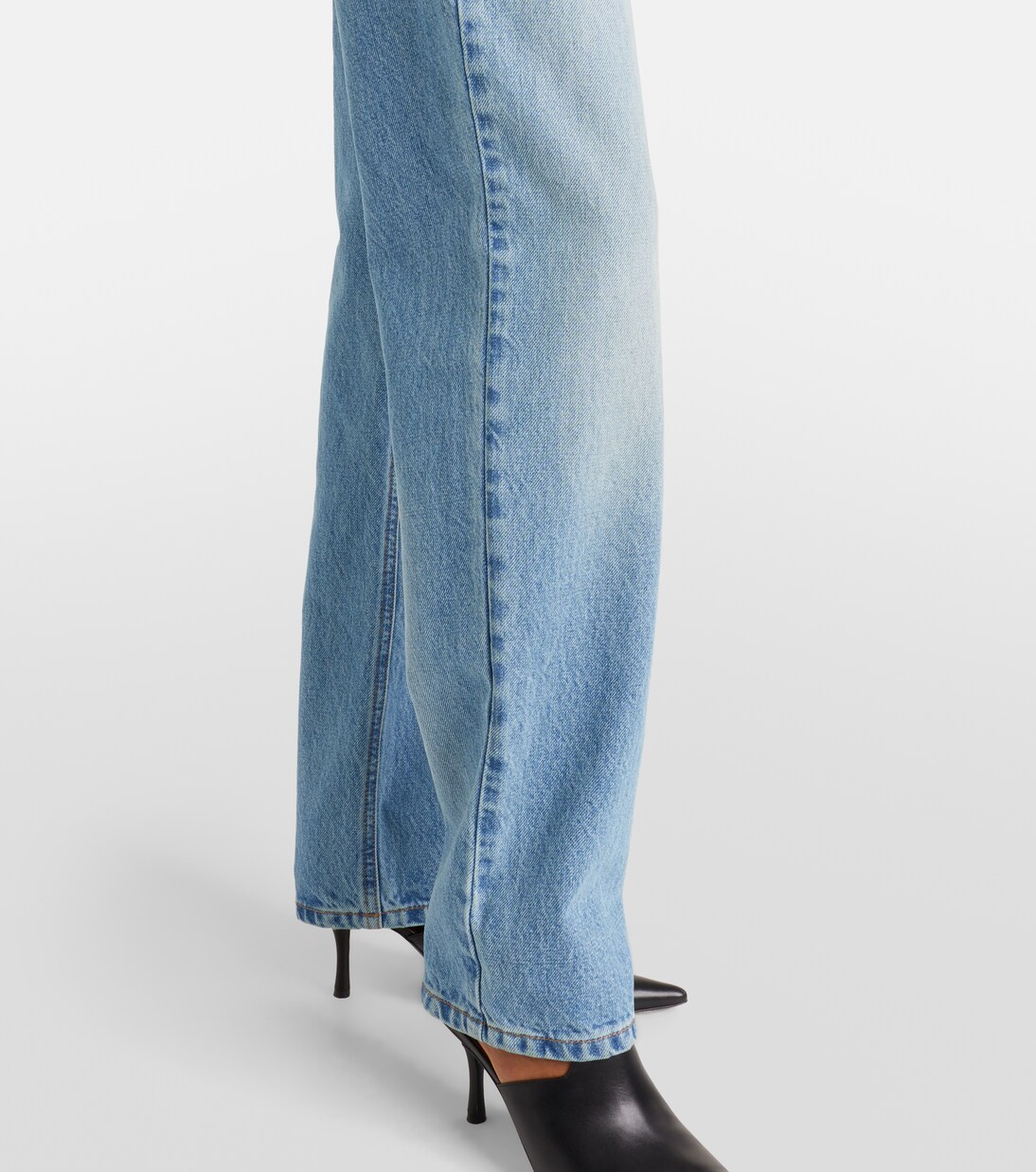 Distressed embellished wide-leg jeans | Area