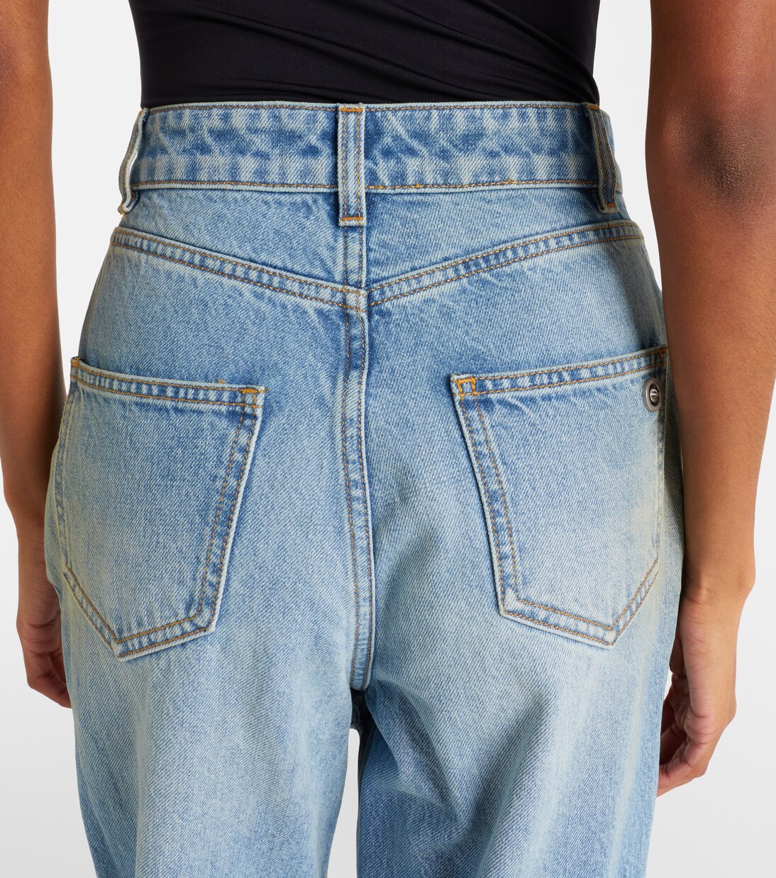 Distressed embellished wide-leg jeans | Area