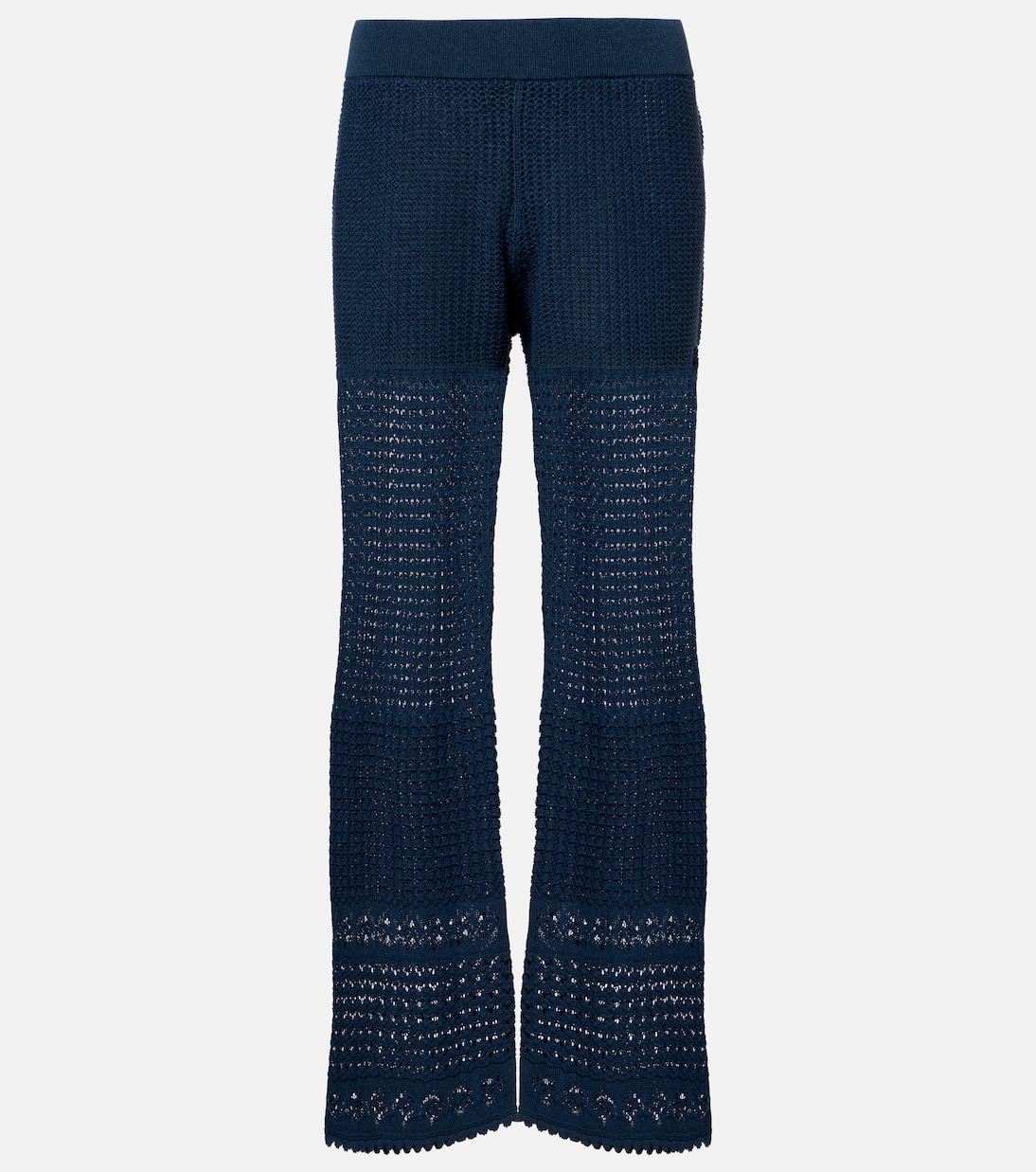 Emblème open-knit straight pants | Eres
