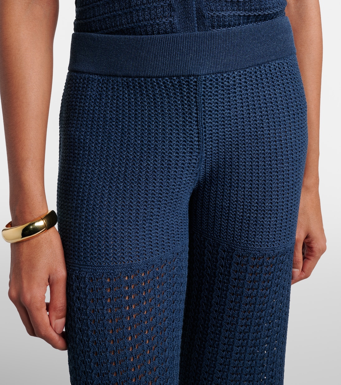 Emblème open-knit straight pants | Eres