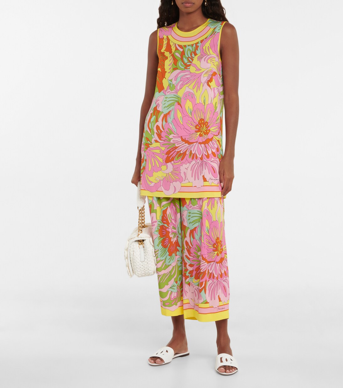 Pantalon imprimé en soie mélangée | Dolce&Gabbana