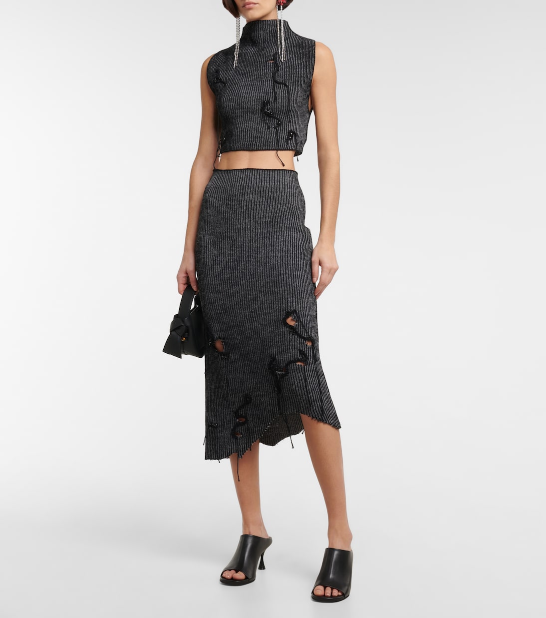 Asymmetric distressed midi skirt | Acne Studios