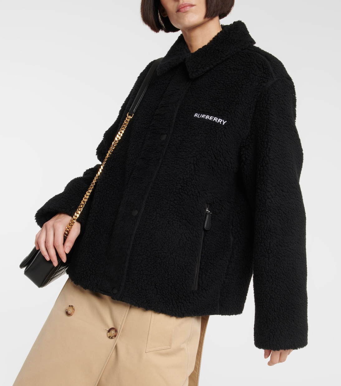 Embroidered wool-blend fleece jacket | Burberry