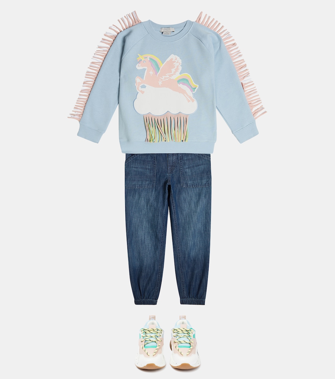 Sudadera de algodón estampada con flecos | Stella McCartney Kids