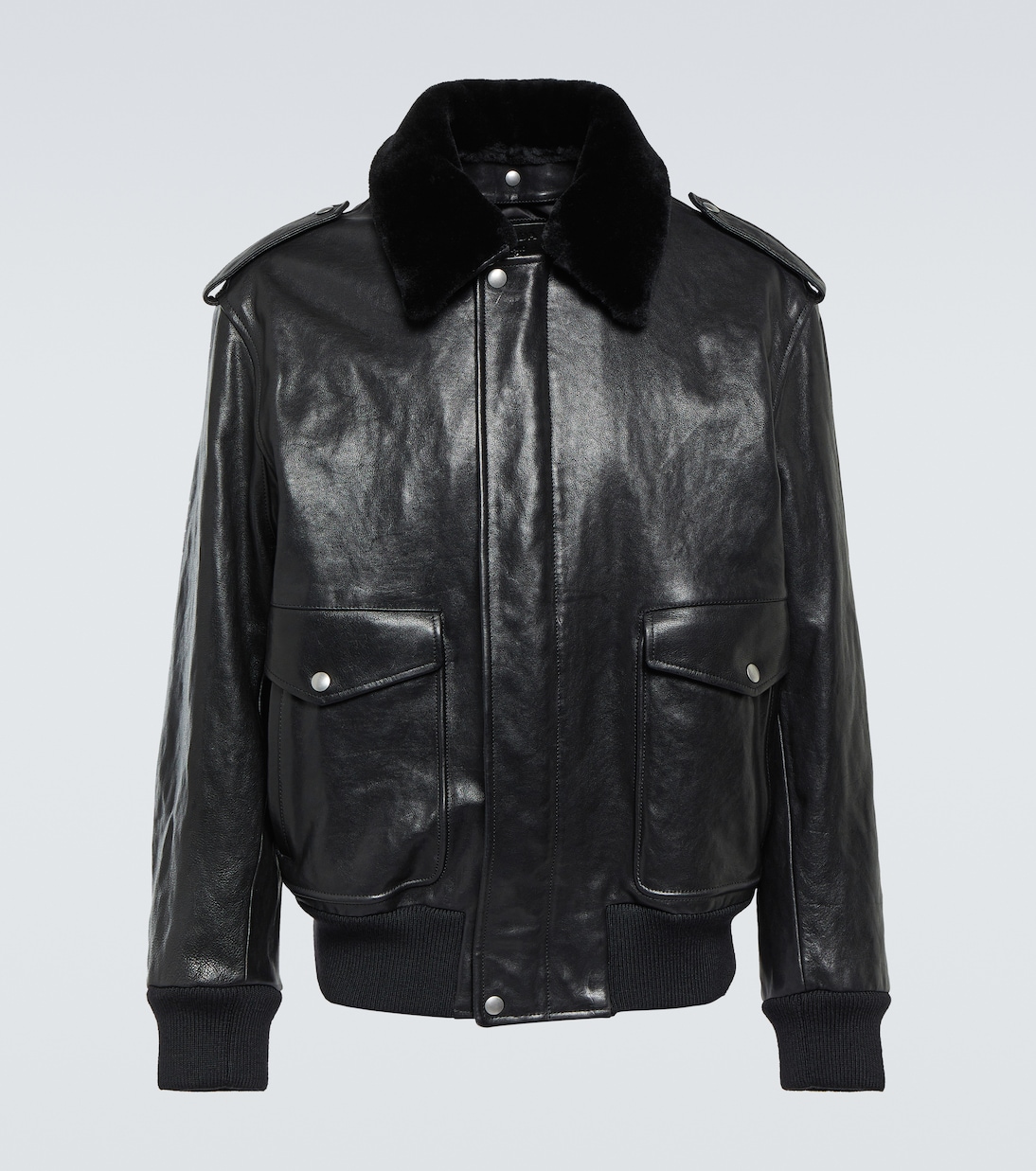 Lederjacke mit Faux Fur | Prada