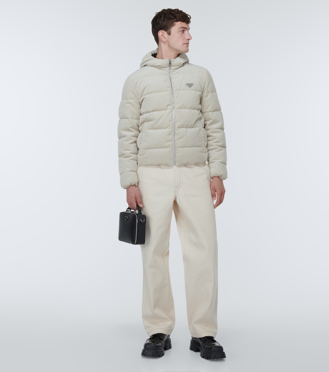 Cropped-Daunenjacke aus Cord | Prada