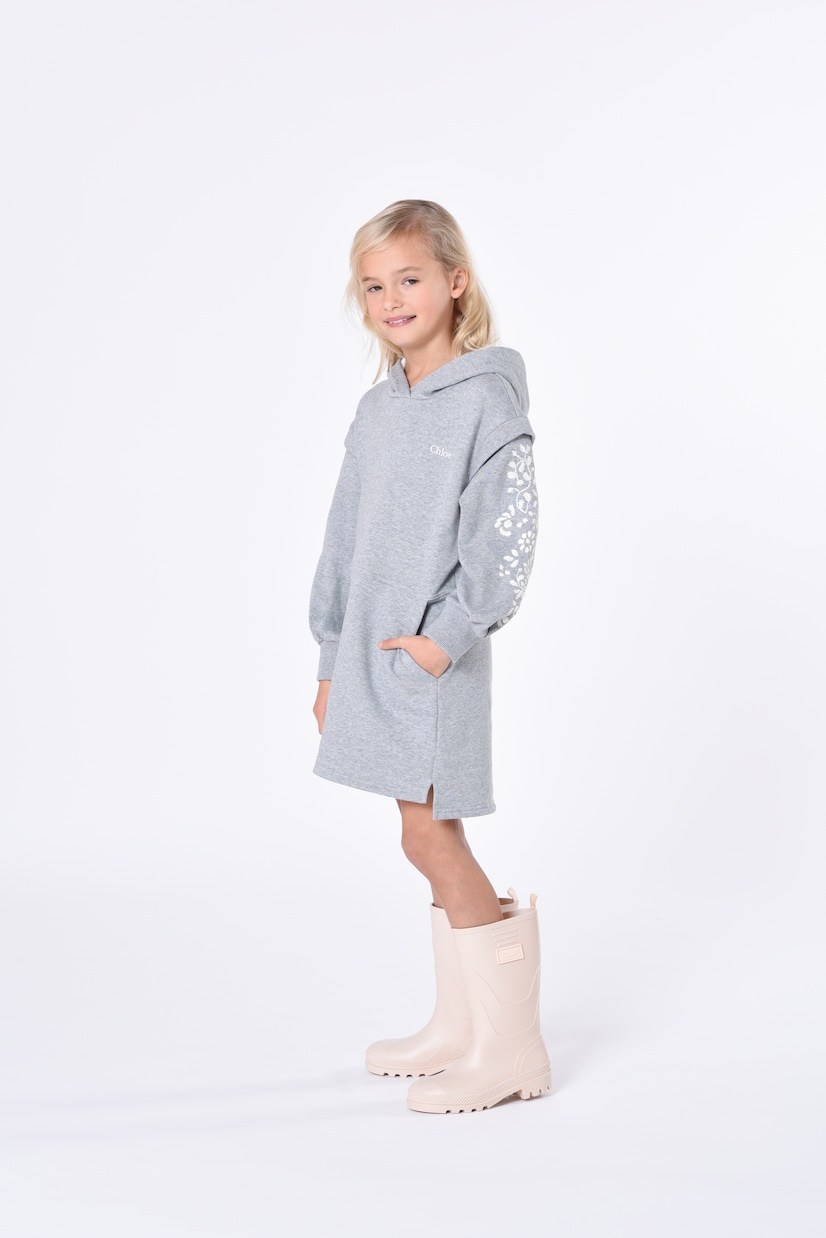 Robe sweat-shirt à capuche en coton | Chloé Kids