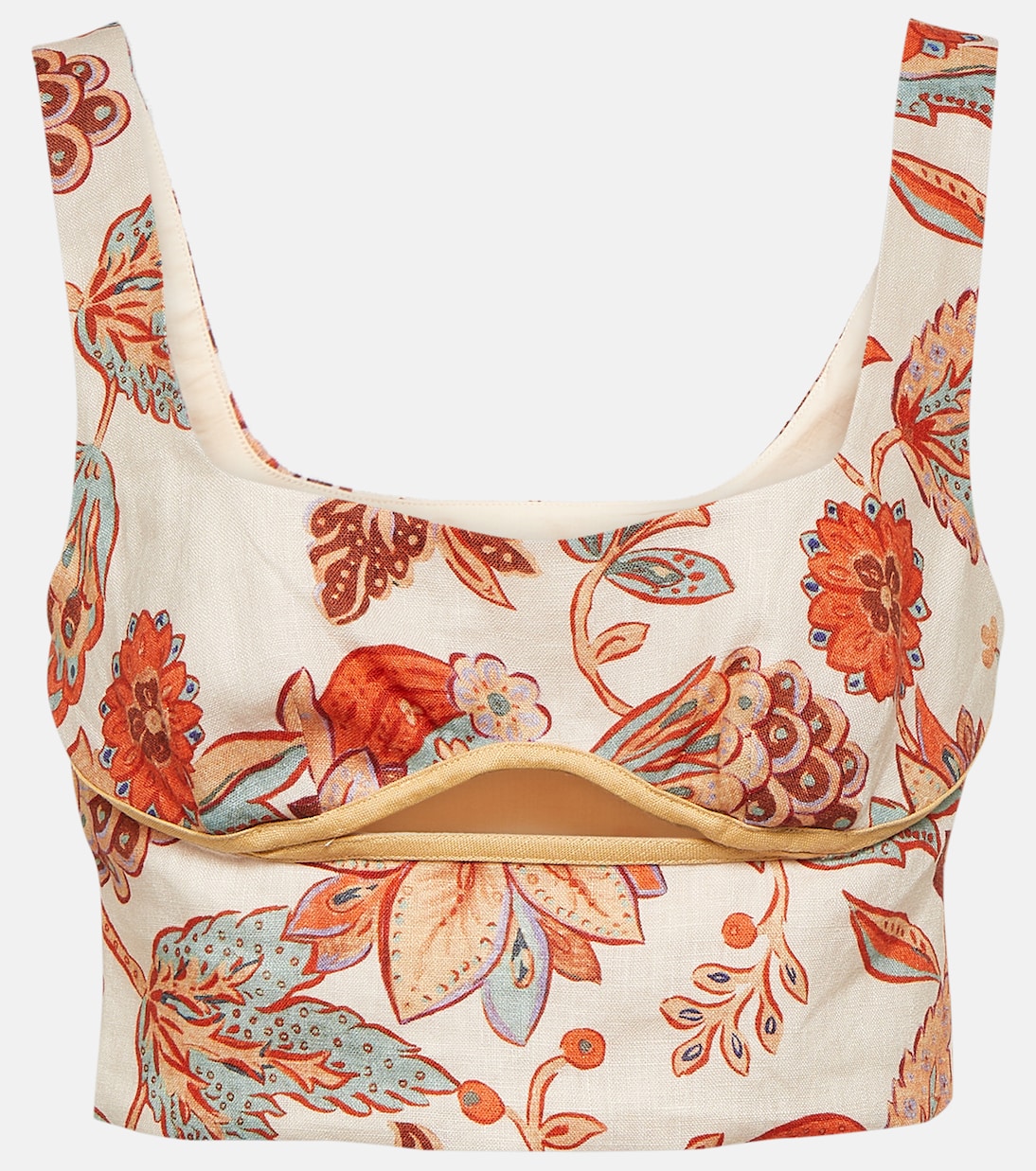 Noemi cutout floral linen crop top | SIR
