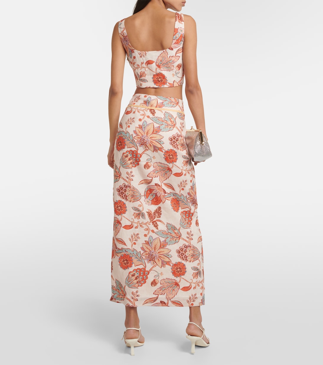 Noemi cutout floral linen crop top | SIR