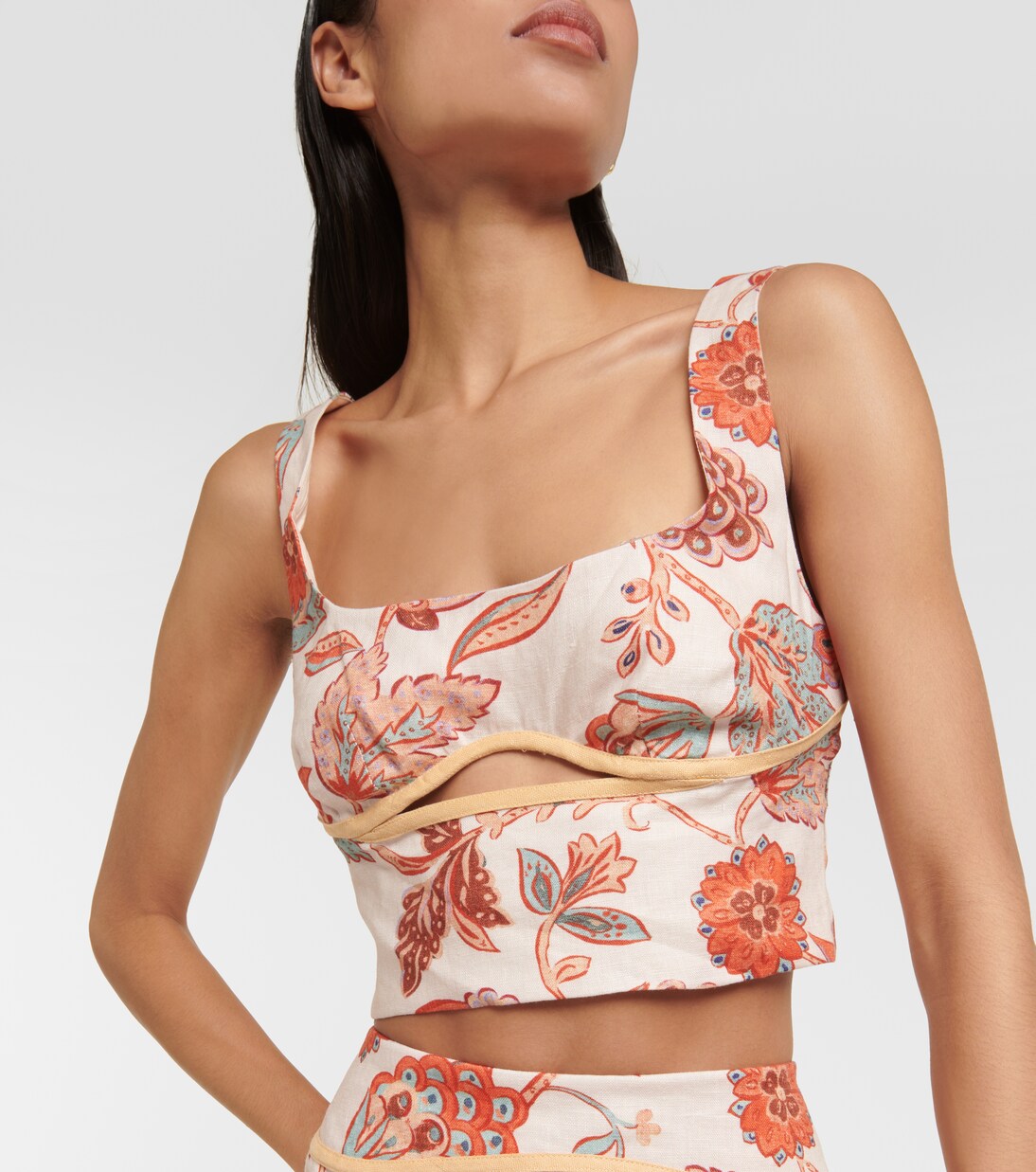 Noemi cutout floral linen crop top | SIR