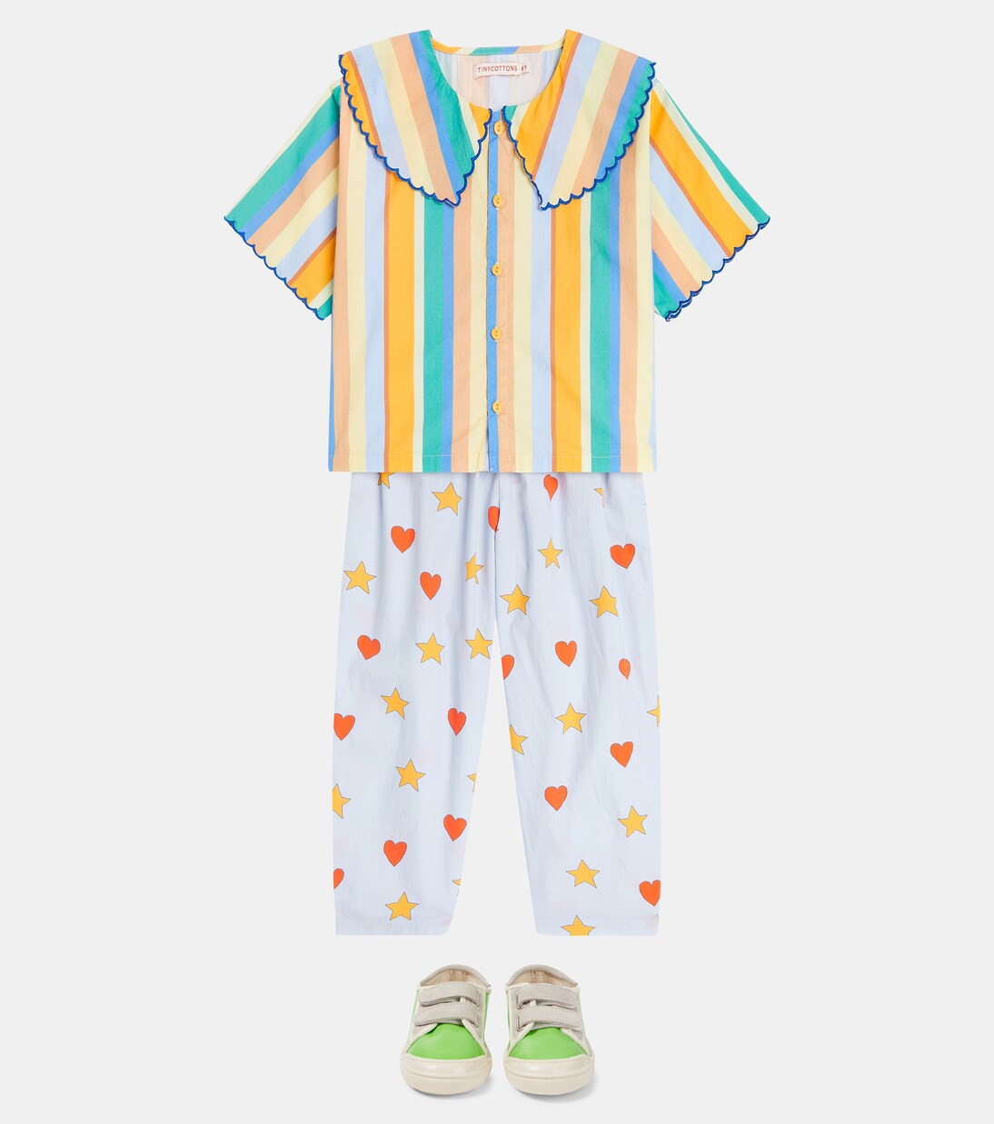 Hearts and Stars cotton poplin pants | Tinycottons