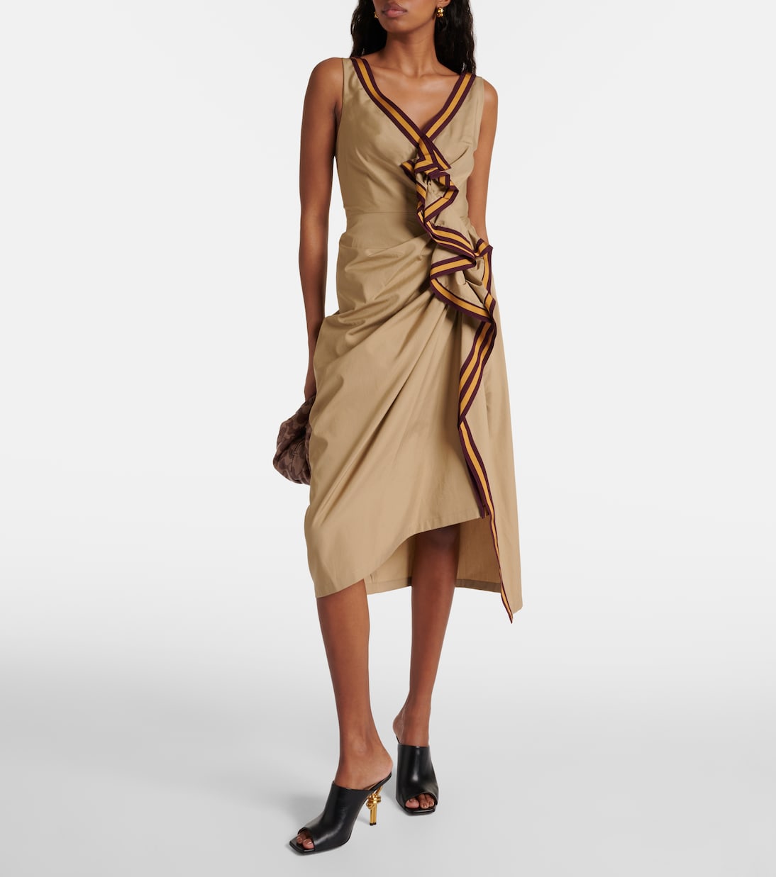 Vestido midi de algodón fruncido | Dries Van Noten