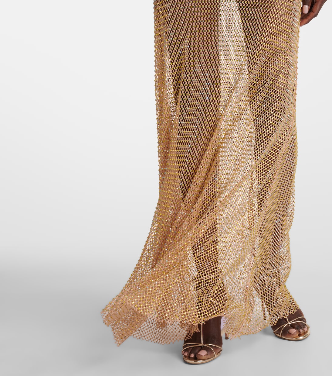 Gonna lunga in mesh con cristalli | Self-Portrait
