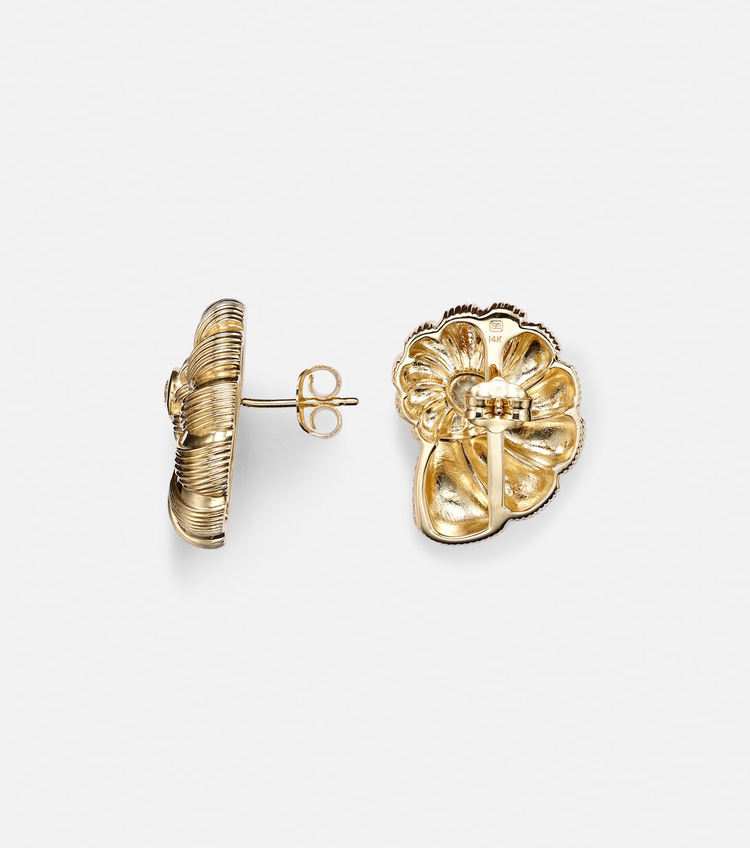 Boucles d'oreilles Large Nautilus Shell en or 14 ct et diamants | Sydney Evan