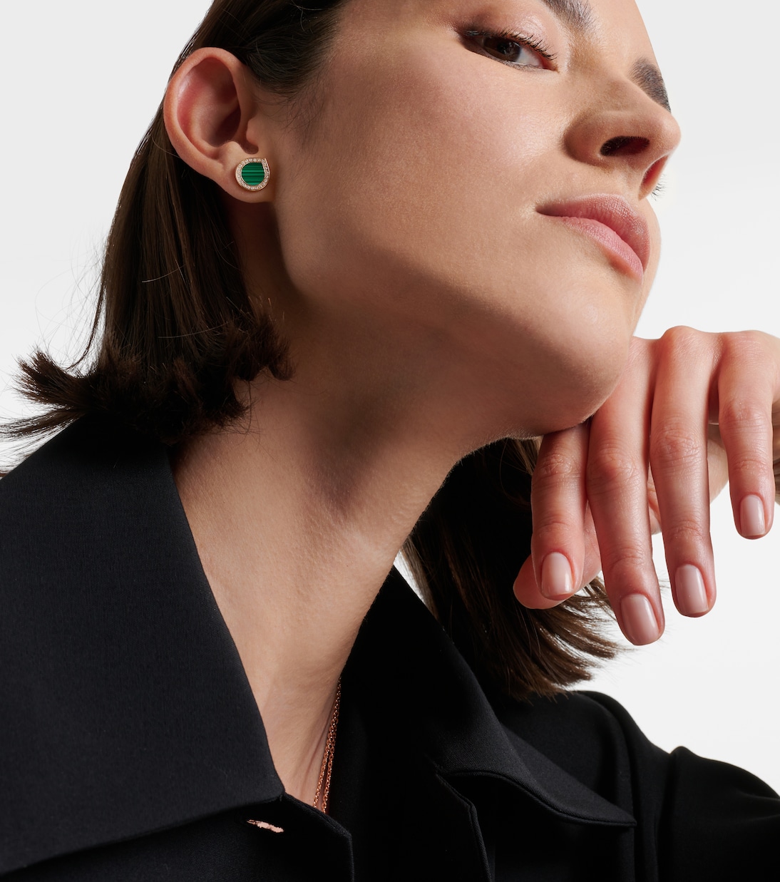 Boucle d'oreille unique en or rose 18 ct, malachite et diamants | Repossi