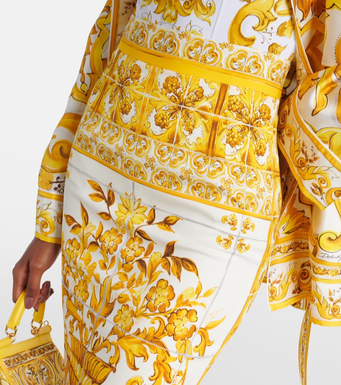 Jupe midi Majolica en soie mélangée | Dolce&Gabbana