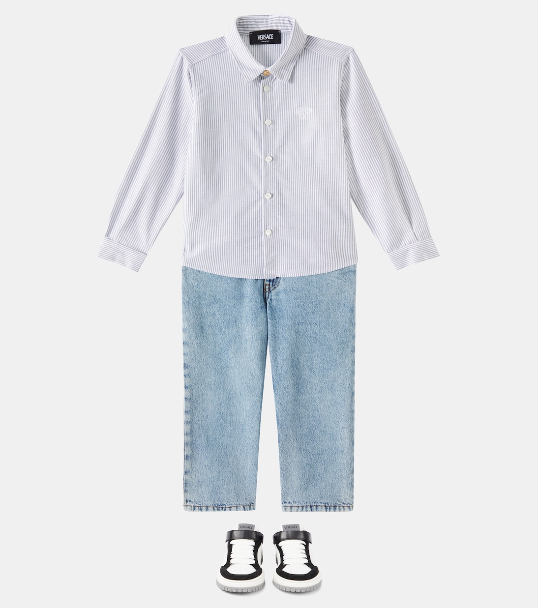 Camisa Medusa de algodón a rayas | Versace Kids