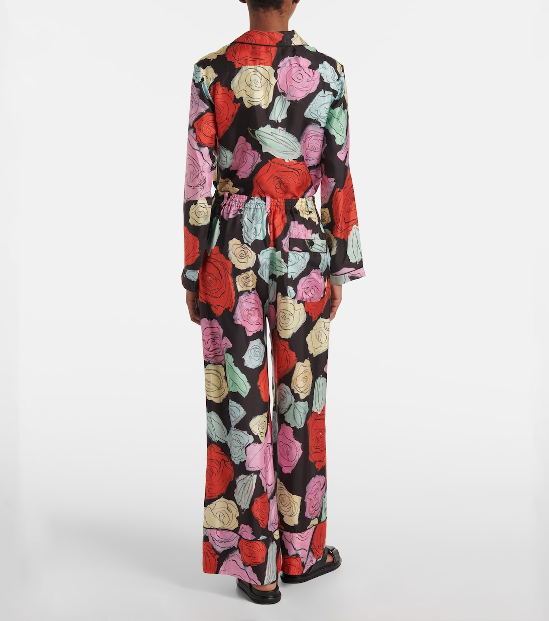 Pantalon ample en soie à fleurs | Marni