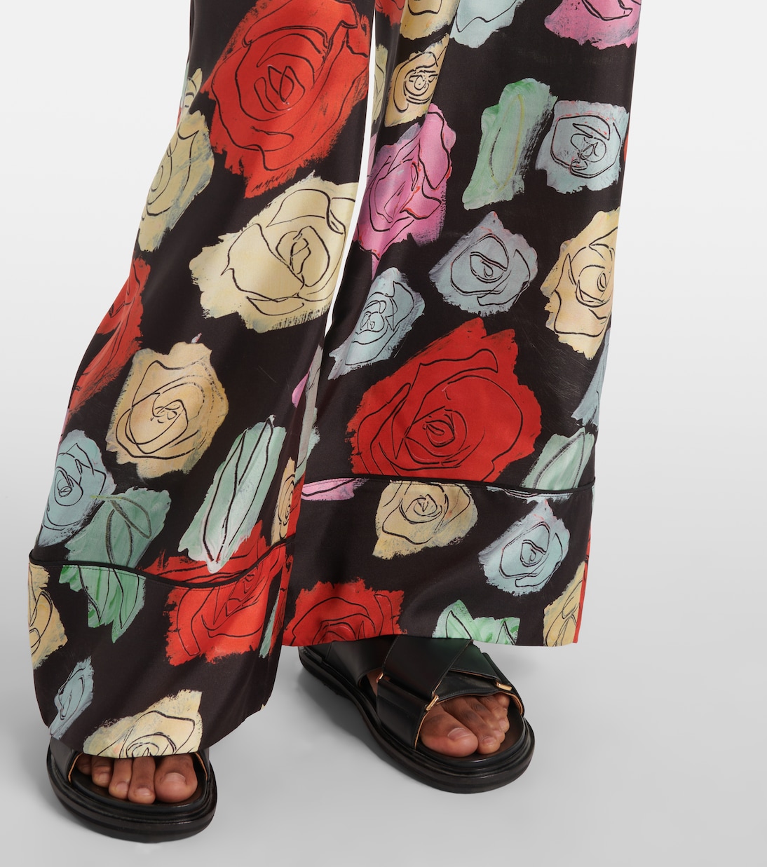 Pantalon ample en soie à fleurs | Marni