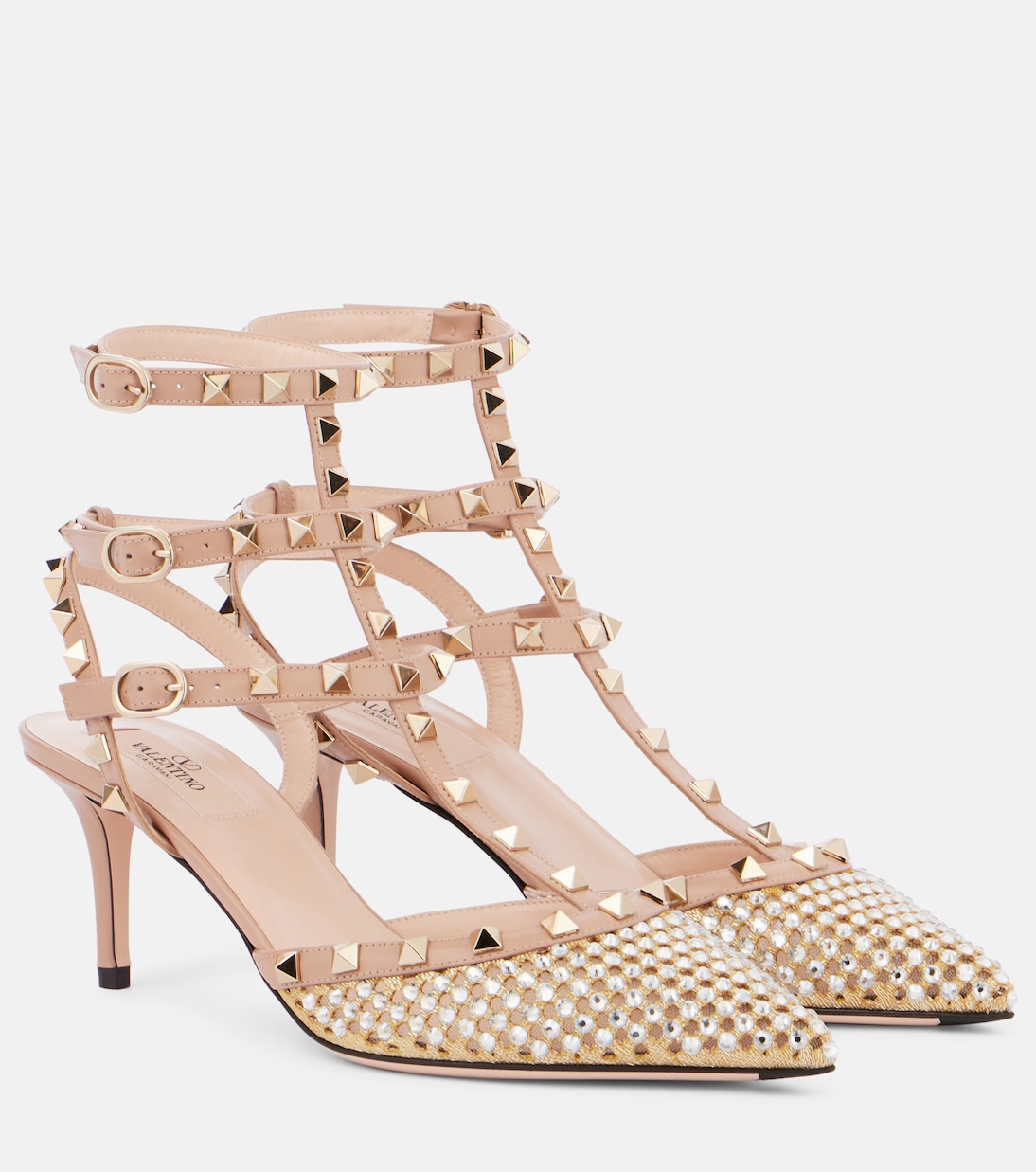 Pumps slingback Rockstud 60 in pelle con cristalli | Valentino Garavani