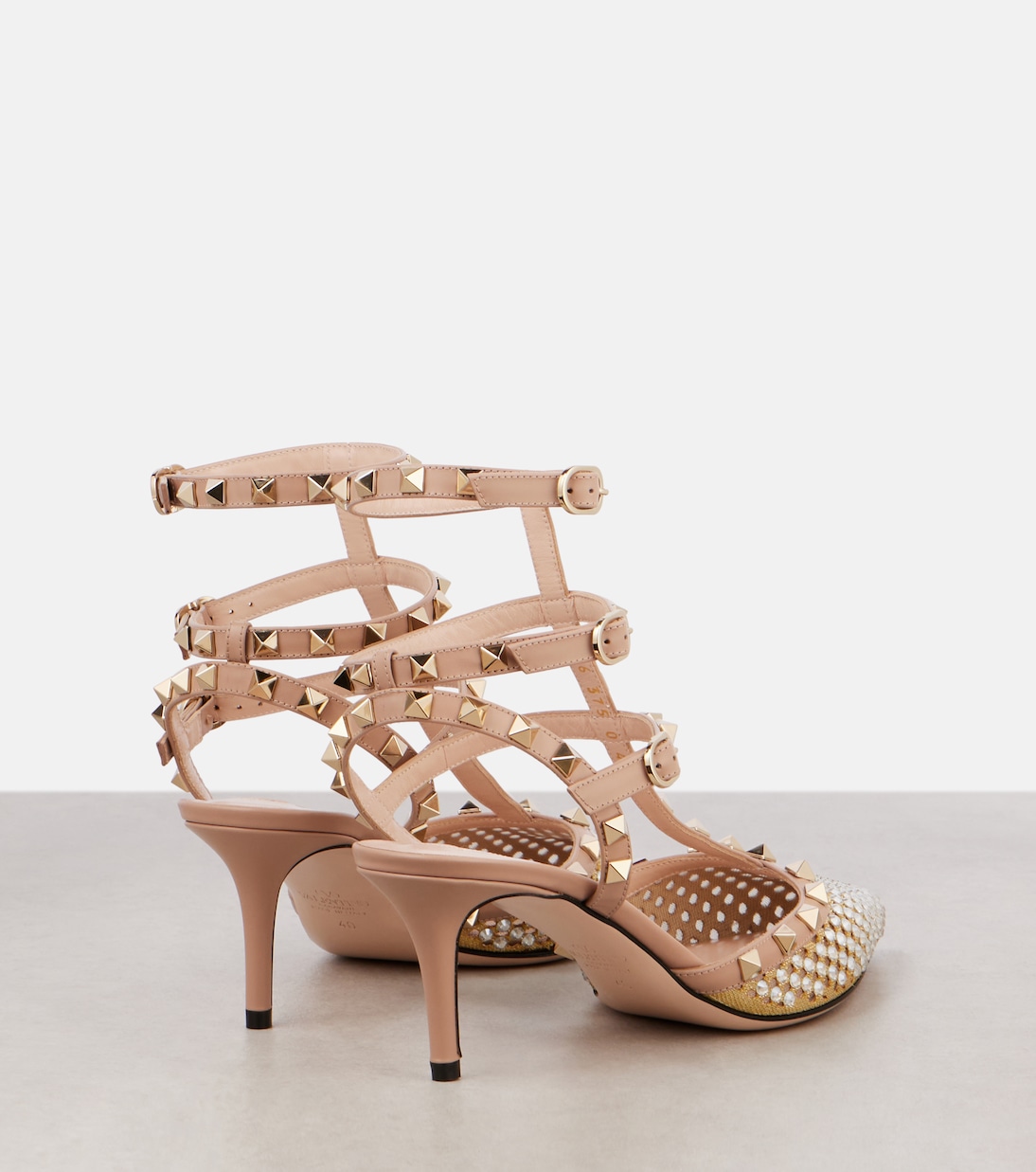 Pumps slingback Rockstud 60 in pelle con cristalli | Valentino Garavani