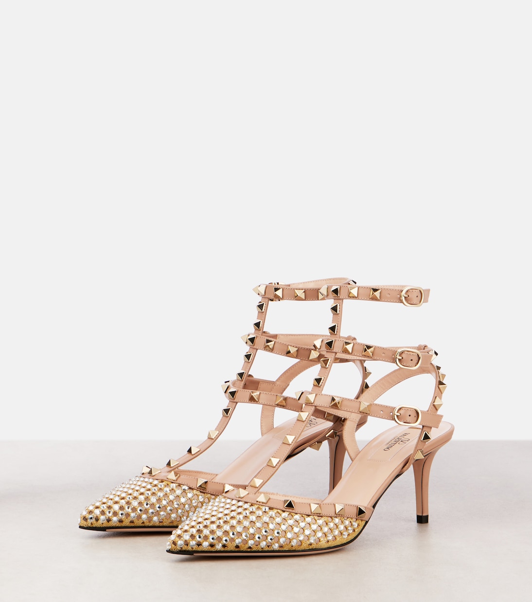 Pumps slingback Rockstud 60 in pelle con cristalli | Valentino Garavani
