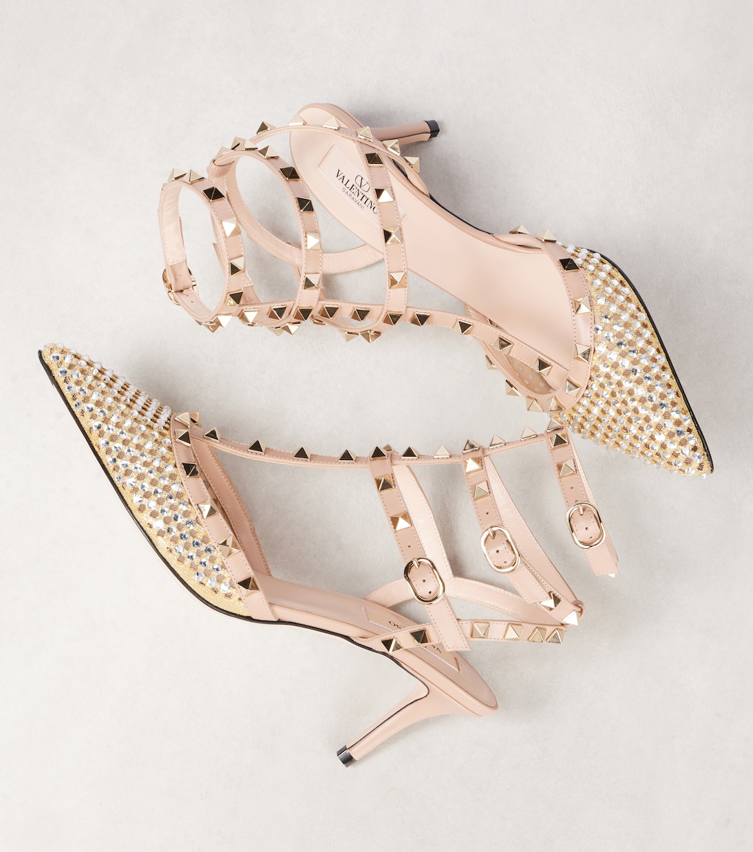 Pumps slingback Rockstud 60 in pelle con cristalli | Valentino Garavani