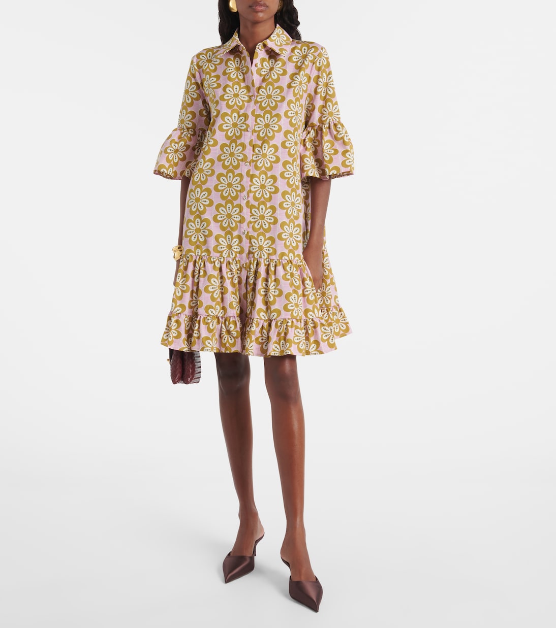 Choux floral cotton poplin shirt dress | La DoubleJ