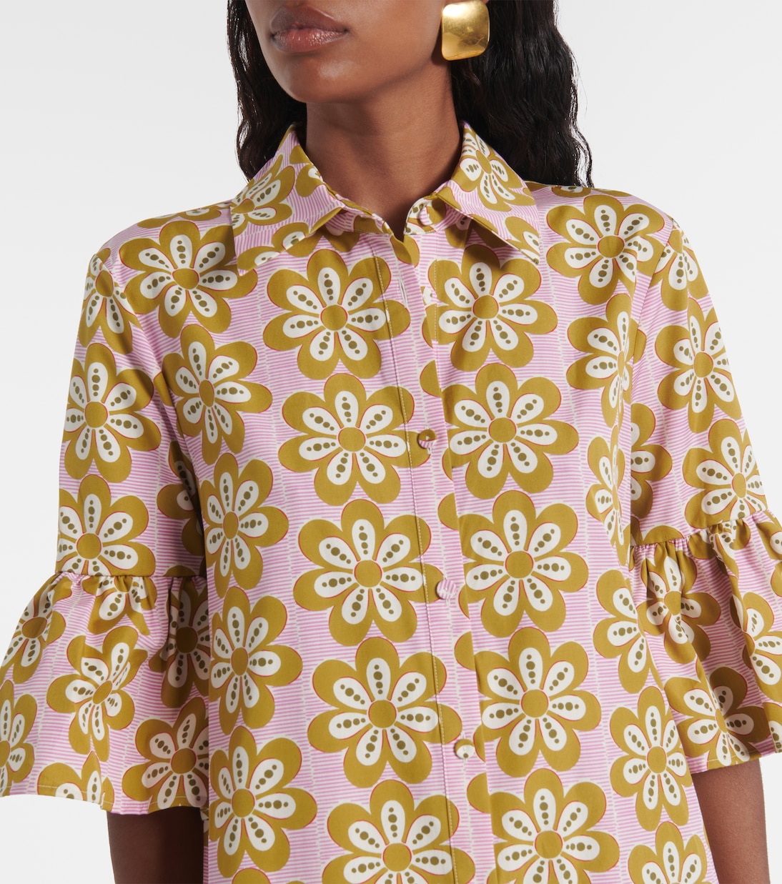 Choux floral cotton poplin shirt dress | La DoubleJ