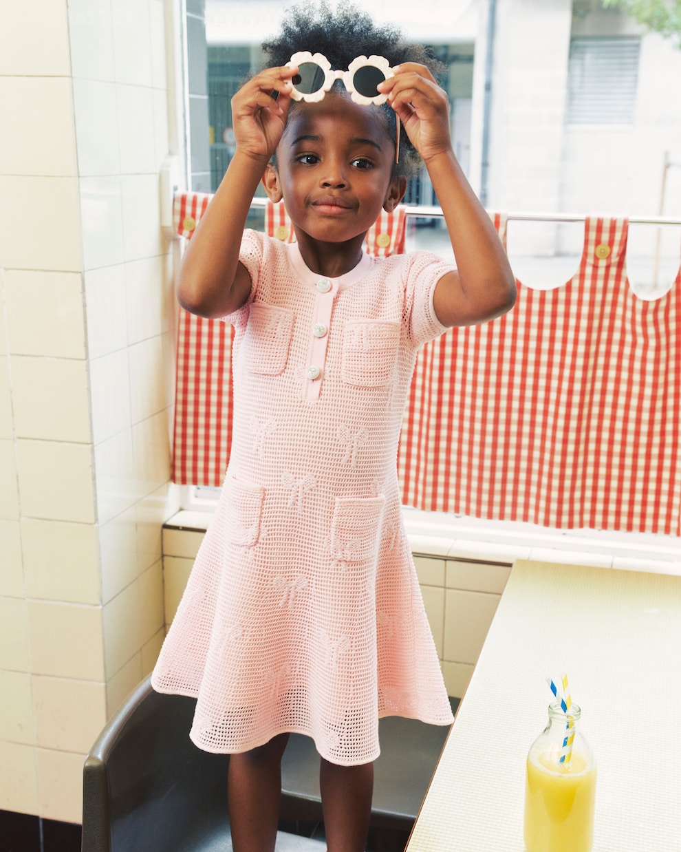 Bow crochet cotton-blend dress | Self-Portrait Kids