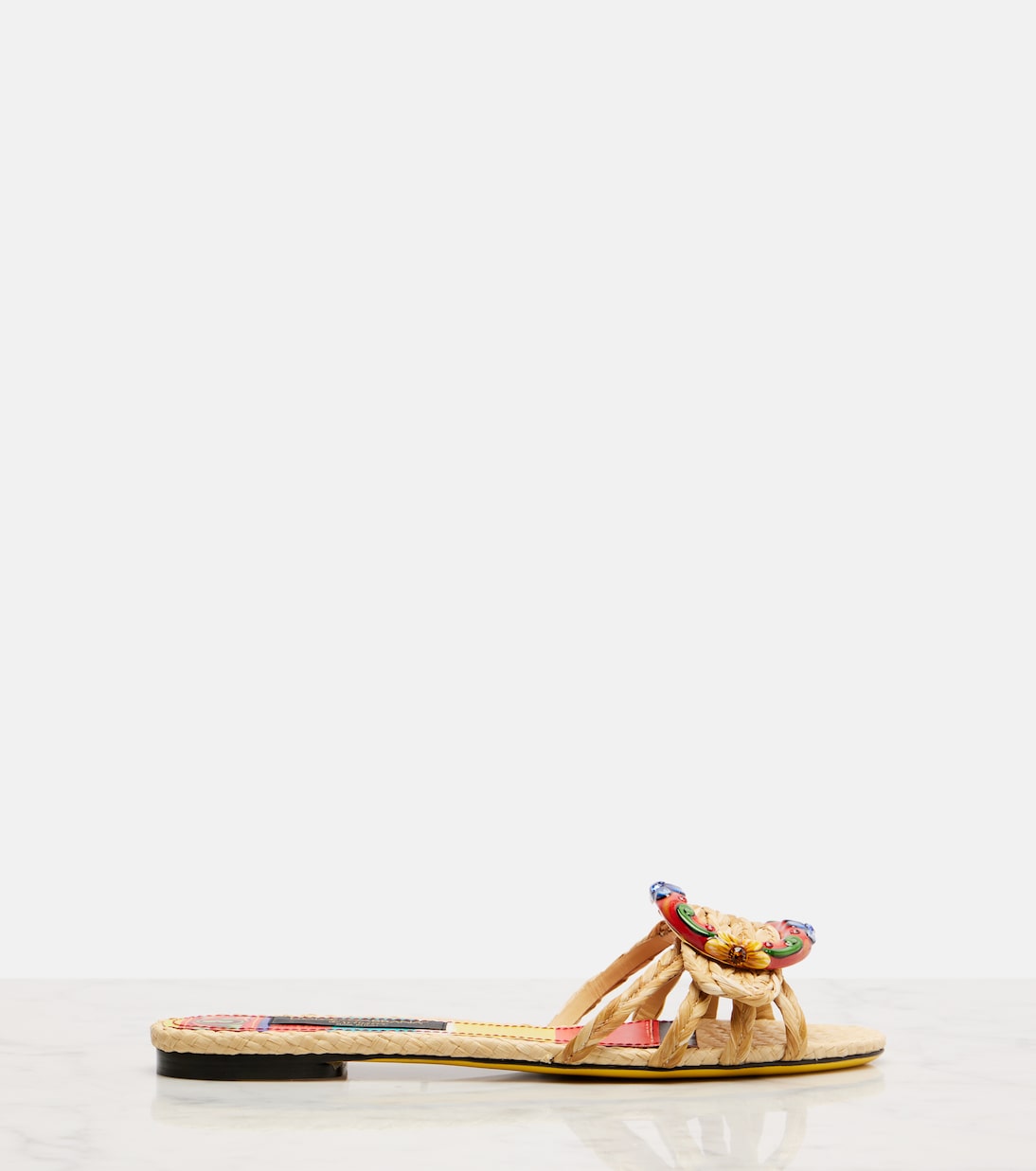 Mules Taormina en raphia à ornements | Dolce&Gabbana