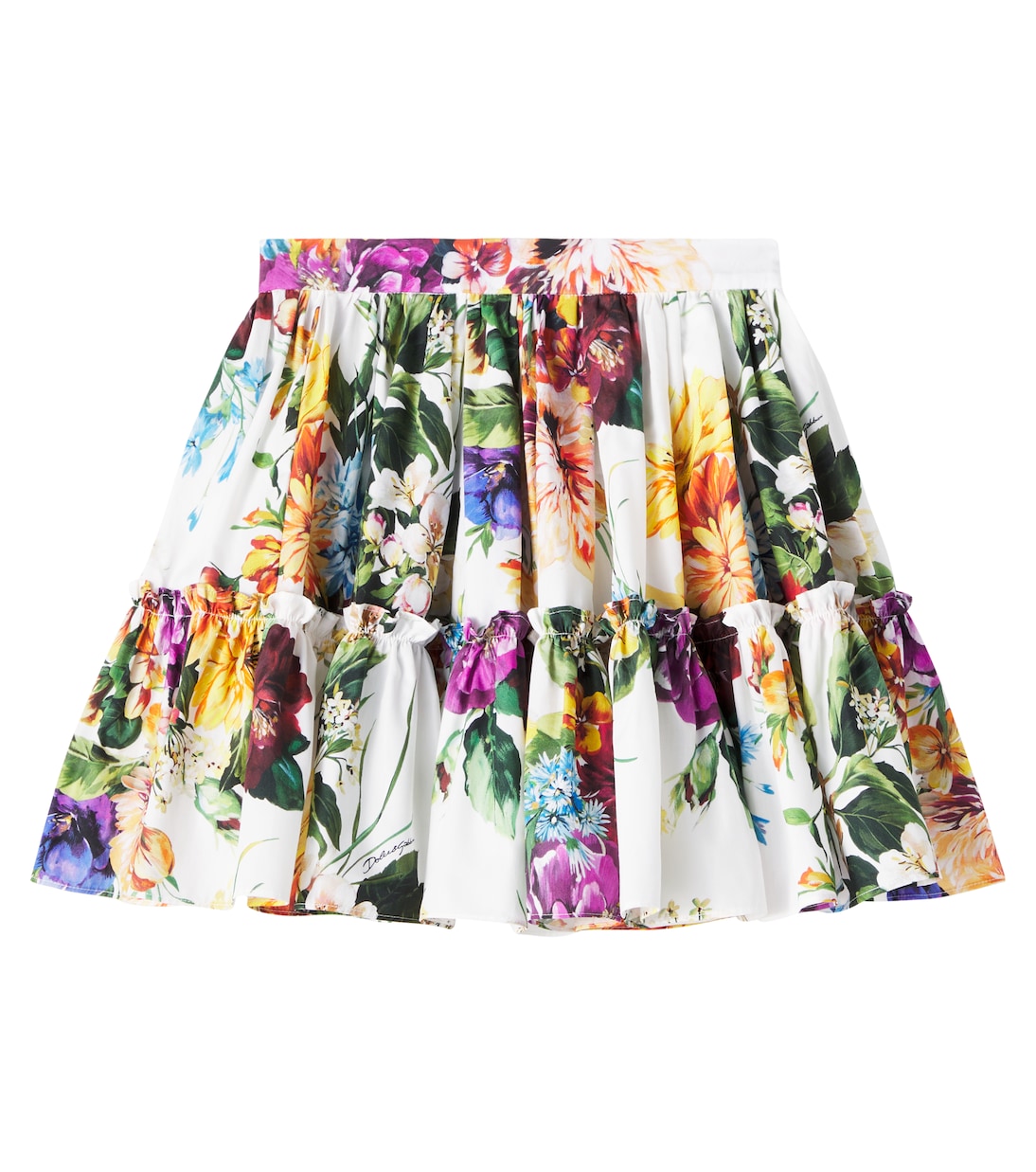 Gonna in popeline di cotone con stampa floreale | Dolce&Gabbana Kids