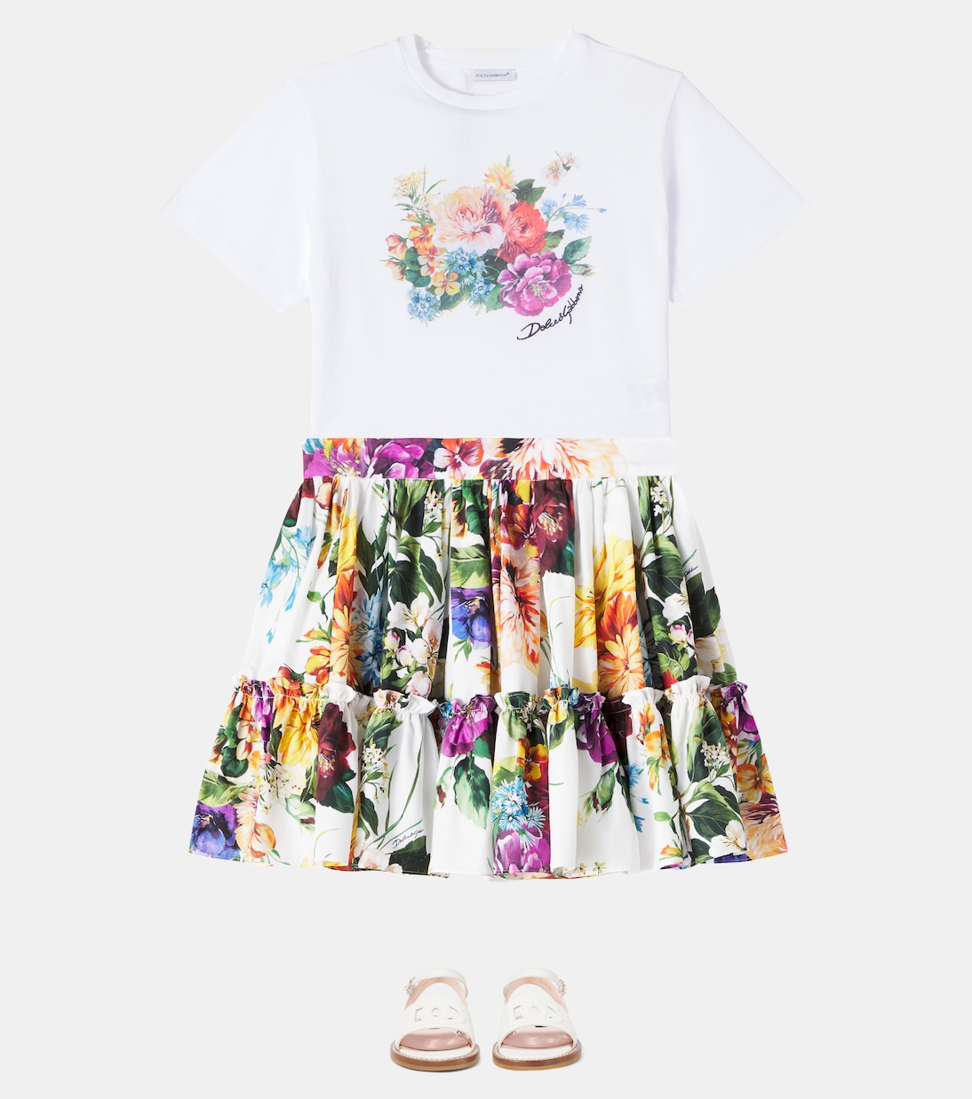 Jupe en coton à fleurs | Dolce&Gabbana Kids