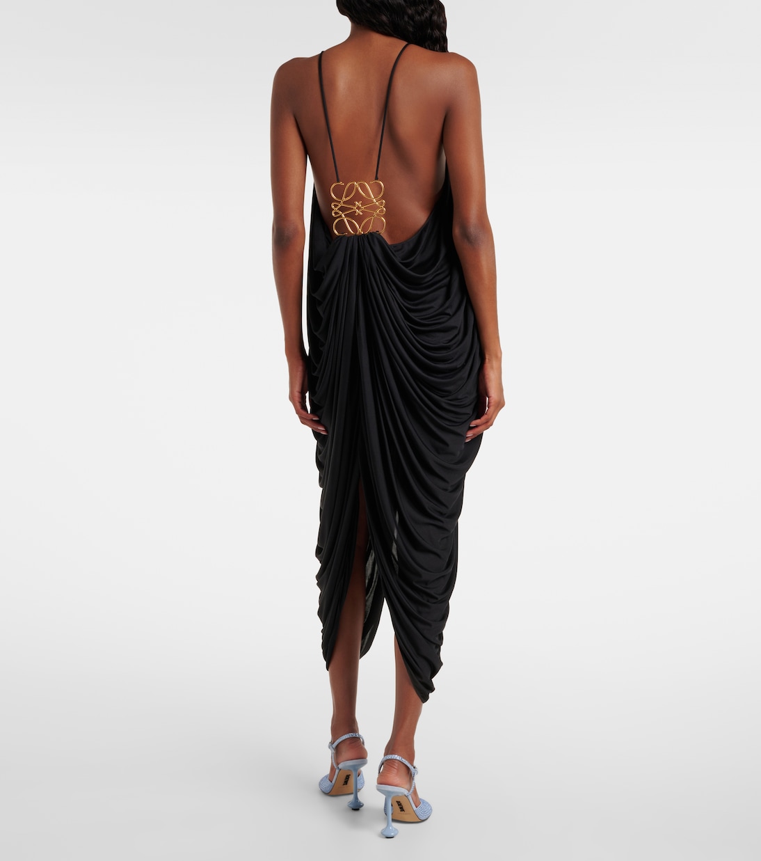 Vestido midi de seda drapeado  | Loewe