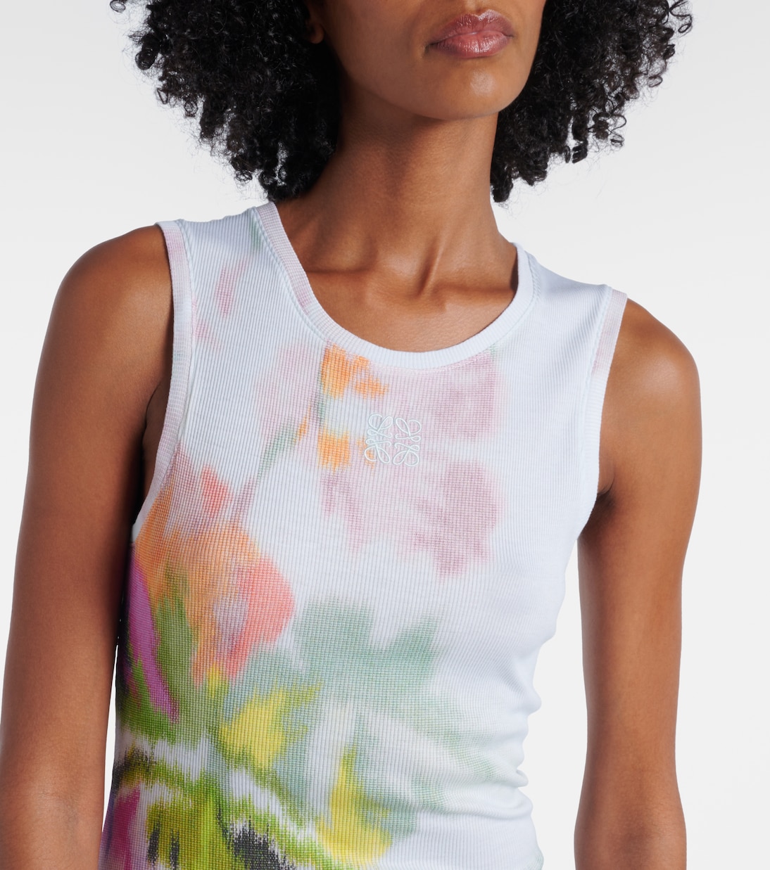 Robe midi en soie et coton à fleurs | Loewe
