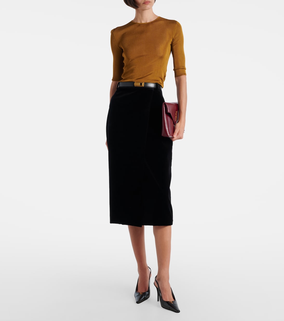 Cotton velvet pencil skirt | Saint Laurent