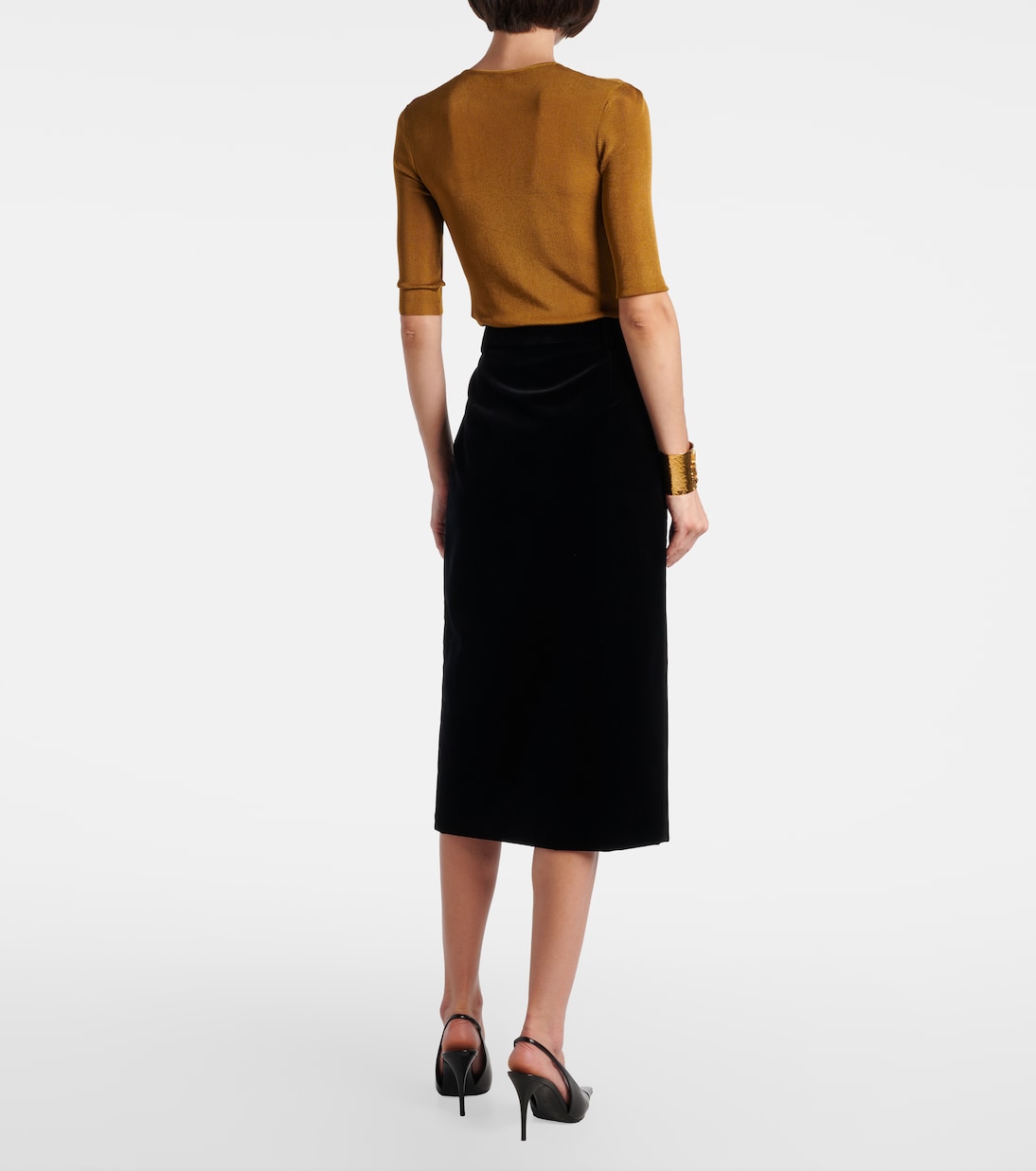 Cotton velvet pencil skirt | Saint Laurent