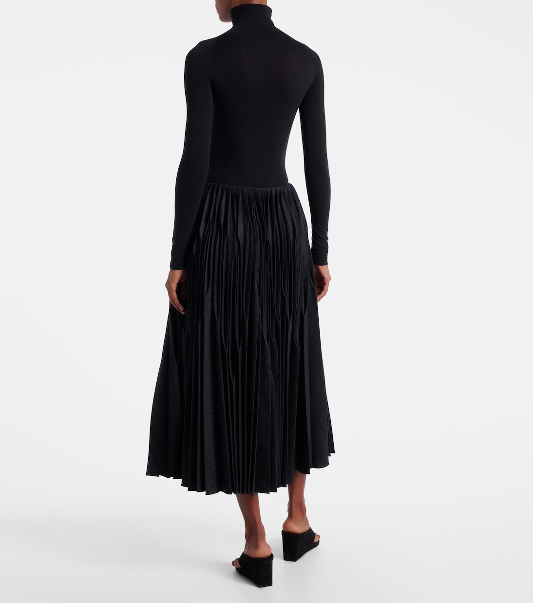 Pleated wool flannel midi skirt | Alaïa