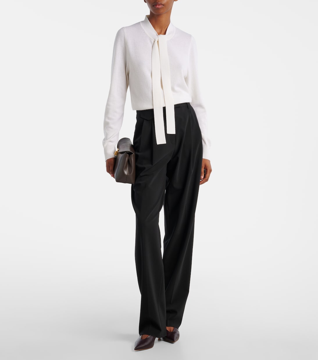 Tie-neck wool and cashmere sweater | Jardin des Orangers
