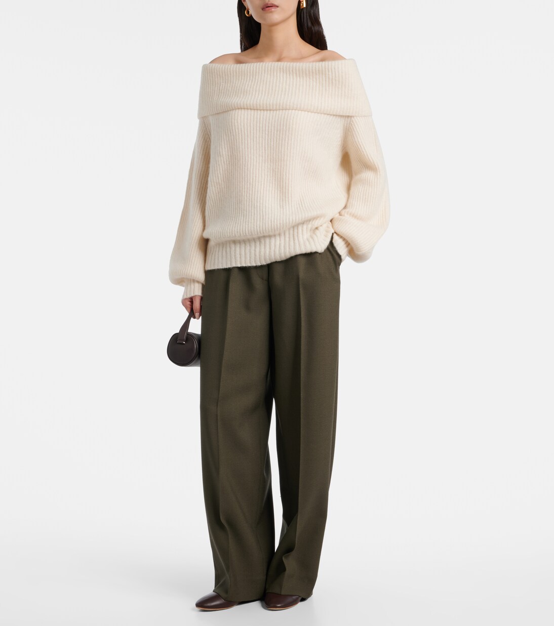 Off-shoulder cashmere and silk sweater | Jardin des Orangers